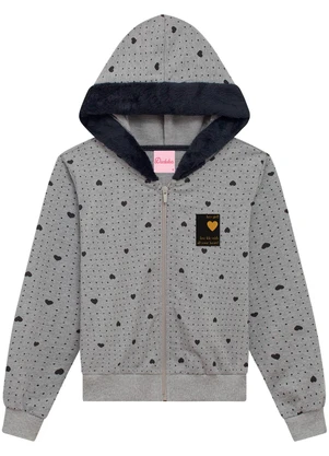 Duduka - Jaqueta Infantil com Capuz em Moletom Cinza - DUDUKA