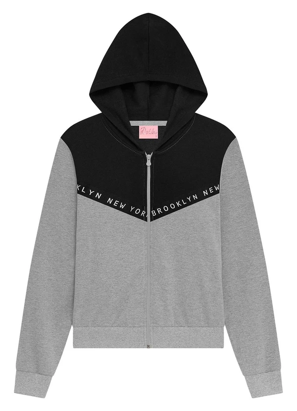 Duduka - Jaqueta Infantil com Capuz em Moletom Cinza