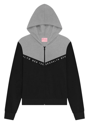 Duduka - Jaqueta Infantil com Capuz em Moletom Preto - DUDUKA