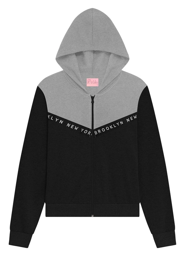 Duduka - Jaqueta Infantil com Capuz em Moletom Preto