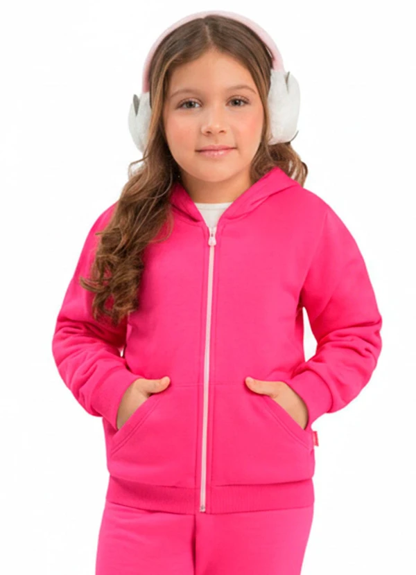 Duduka - Jaqueta Infantil com Capuz Rosa