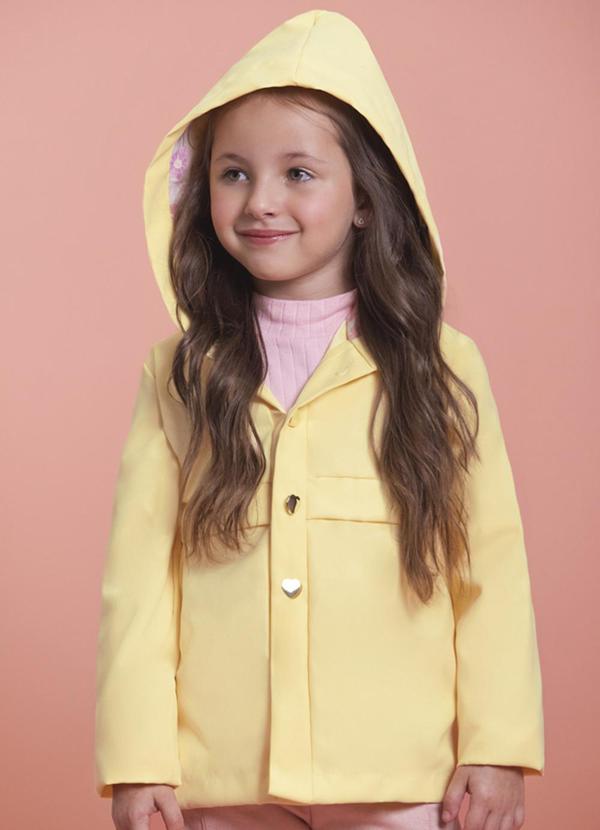 Milli e Nina - Jaqueta Infantil em Corta Vento Sarjado Amarelo 1