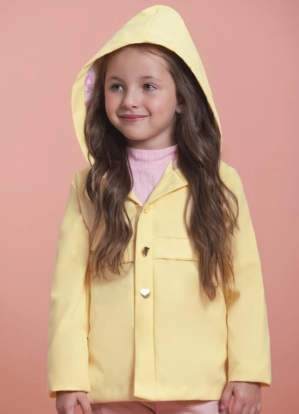 Milli e Nina - Jaqueta Infantil em Corta Vento Sarjado Amarelo
