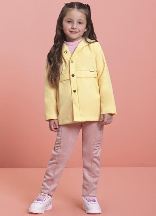 Milli e Nina - Jaqueta Infantil em Corta Vento Sarjado Amarelo 2