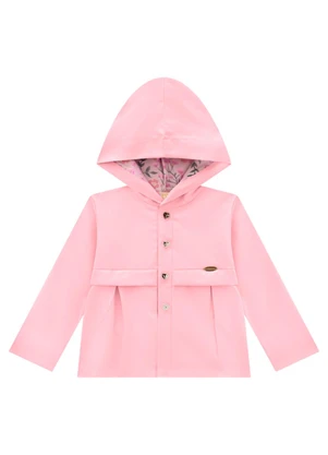 Milli e Nina - Jaqueta Infantil em Corta Vento Sarjado Rosa - MILLI E NINA