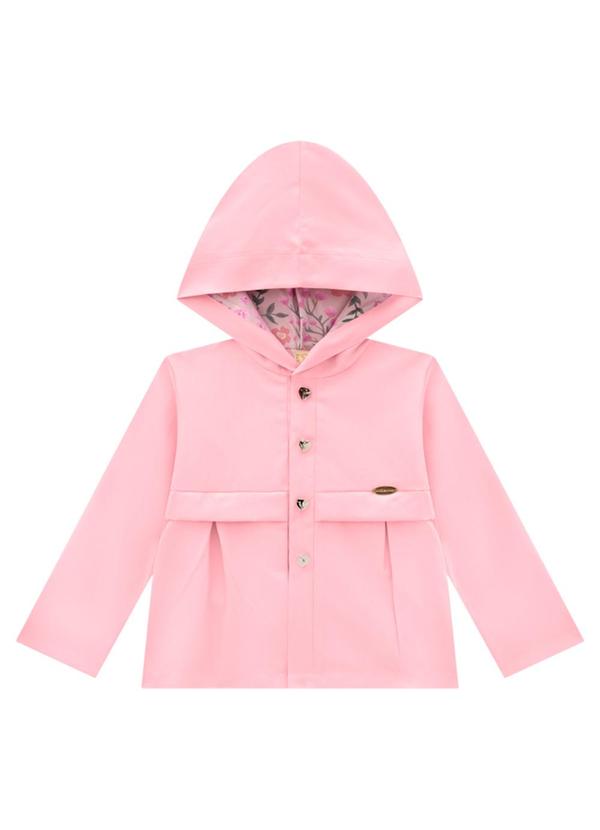 Milli e Nina - Jaqueta Infantil em Corta Vento Sarjado Rosa
