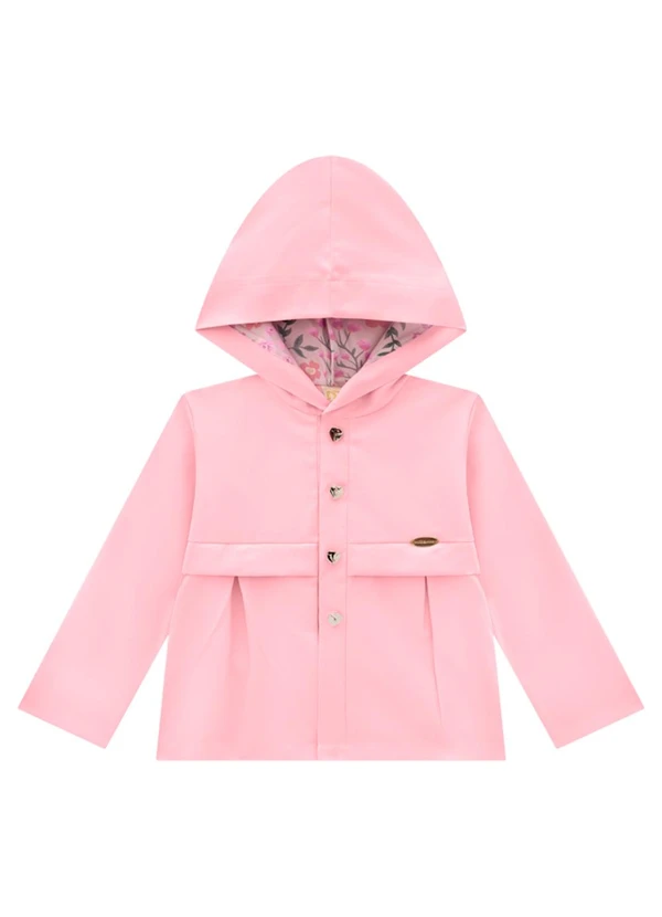 Milli e Nina - Jaqueta Infantil em Corta Vento Sarjado Rosa