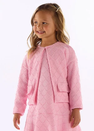 Quimby - Jaqueta Infantil em Malha Texturizada Rosa - QUIMBY