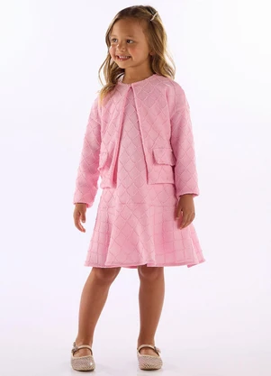 Quimby - Jaqueta Infantil em Malha Texturizada Rosa - QUIMBY
