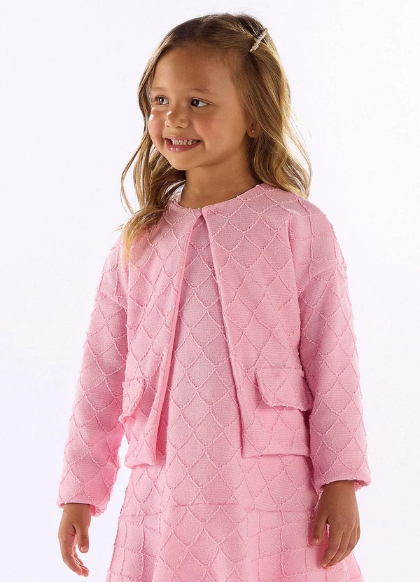 Quimby - Jaqueta Infantil em Malha Texturizada Rosa