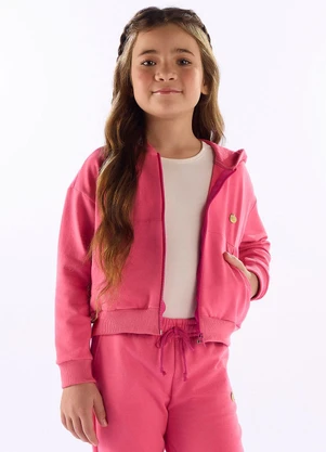 Quimby - Jaqueta Infantil em Molecotton Felpado Rosa - QUIMBY