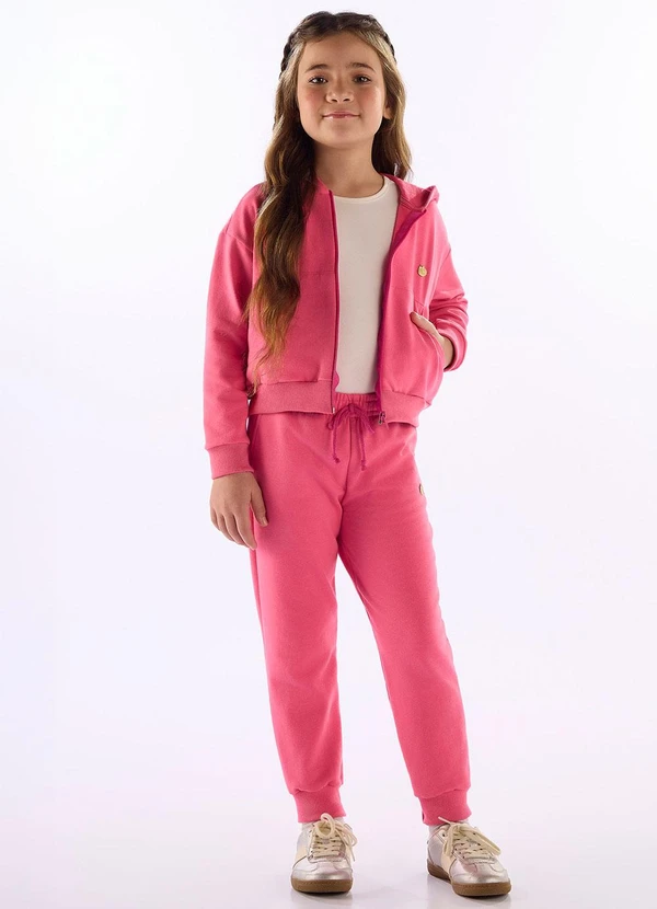 Quimby - Jaqueta Infantil em Molecotton Felpado Rosa 3