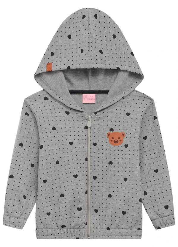Duduka - Jaqueta Infantil em Moletom com Capuz Cinza