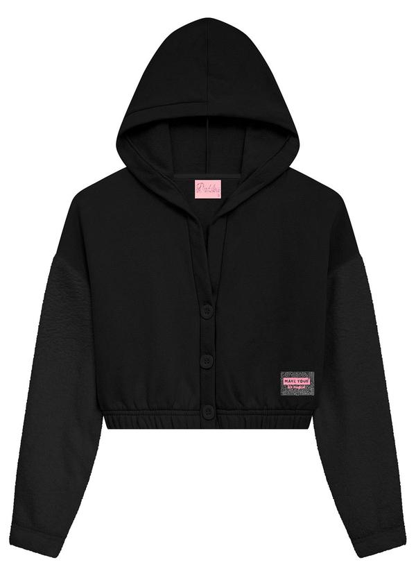 Duduka - Jaqueta Infantil em Moletom com Capuz Preto