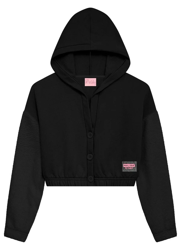 Duduka - Jaqueta Infantil em Moletom com Capuz Preto