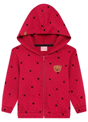 Duduka - Jaqueta Infantil em Moletom com Capuz Rosa  - DUDUKA