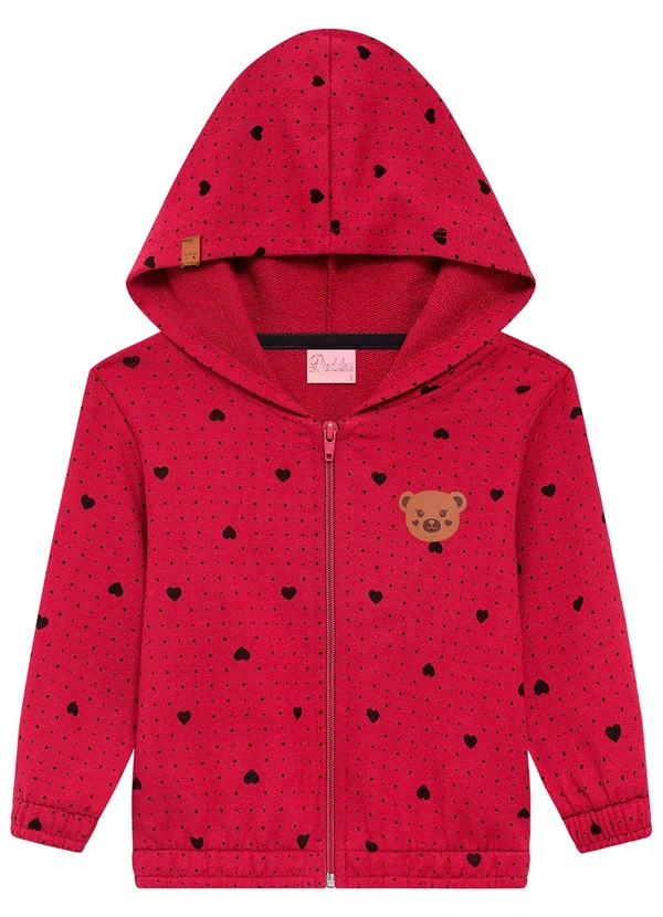 Duduka - Jaqueta Infantil em Moletom com Capuz Rosa 