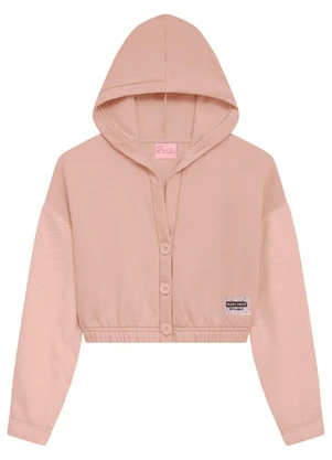 Duduka - Jaqueta Infantil em Moletom com Capuz Rosa  - DUDUKA