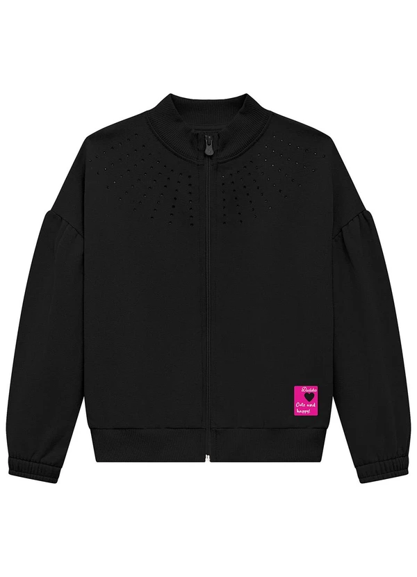 Duduka - Jaqueta Infantil em Moletom e Strass Preto