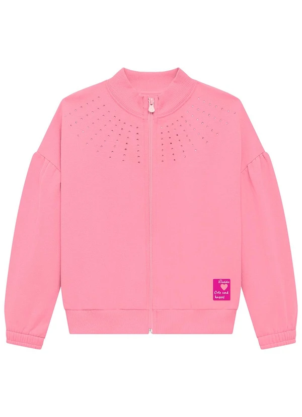 Duduka - Jaqueta Infantil em Moletom e Strass Rosa 