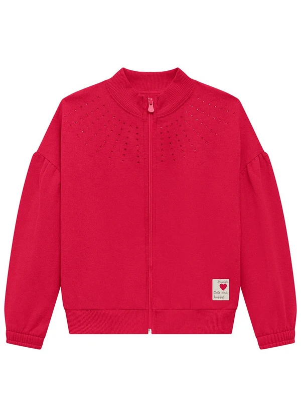 Duduka - Jaqueta Infantil em Moletom e Strass Rosa 