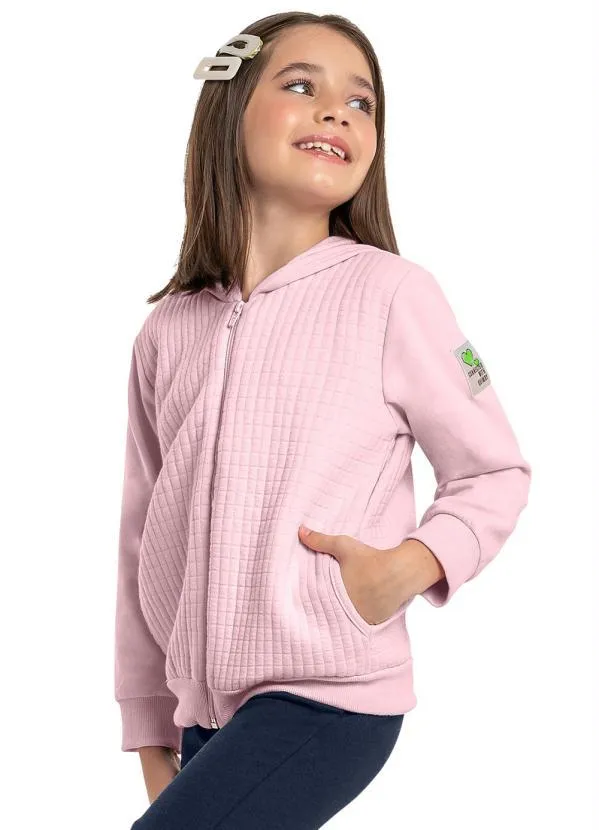Quimby - Jaqueta Infantil em Moletom Rosa