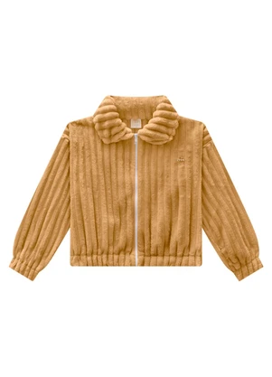 Milli e Nina - Jaqueta Infantil em Pelo Canelado Marrom - MILLI E NINA
