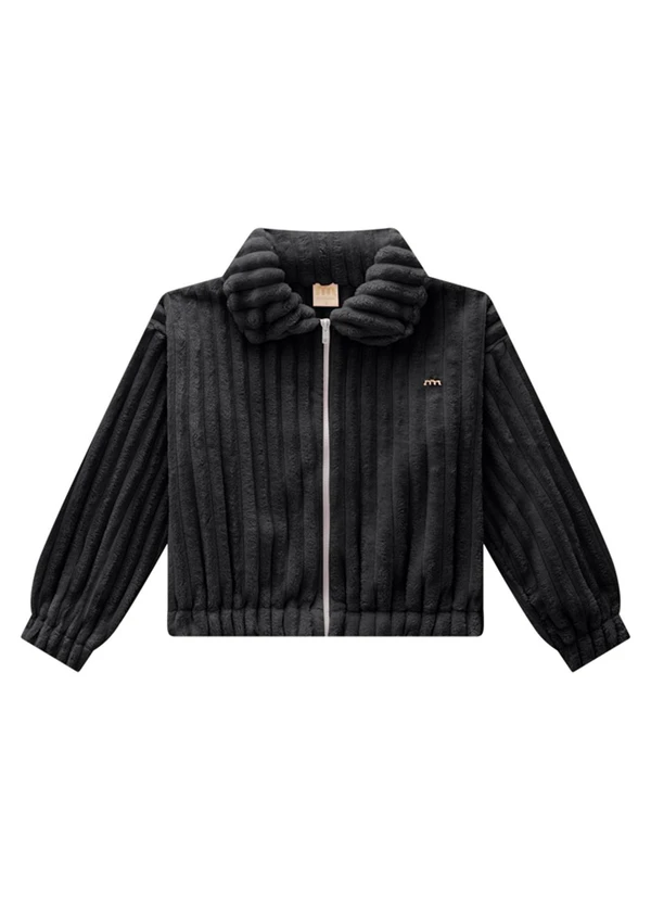 Milli e Nina - Jaqueta Infantil em Pelo Canelado Preto 3
