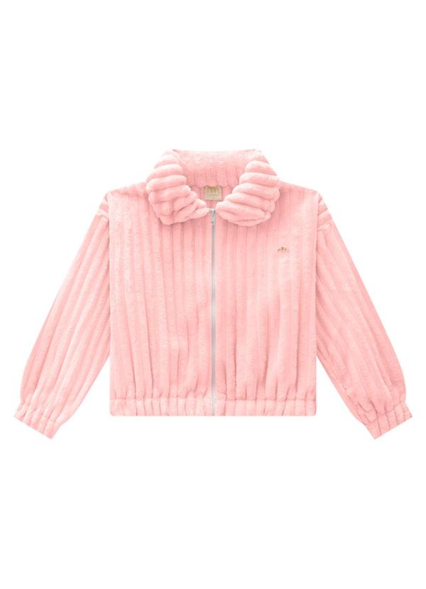 Milli e Nina - Jaqueta Infantil em Pelo Canelado Rosa
