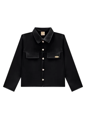 Milli e Nina - Jaqueta Infantil em Suede Preto - MILLI E NINA