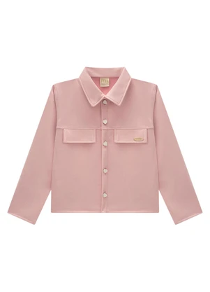 Milli e Nina - Jaqueta Infantil em Suede Rosa - MILLI E NINA