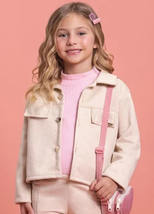 Milli e Nina - Jaqueta Infantil em Suede Bege - MILLI E NINA