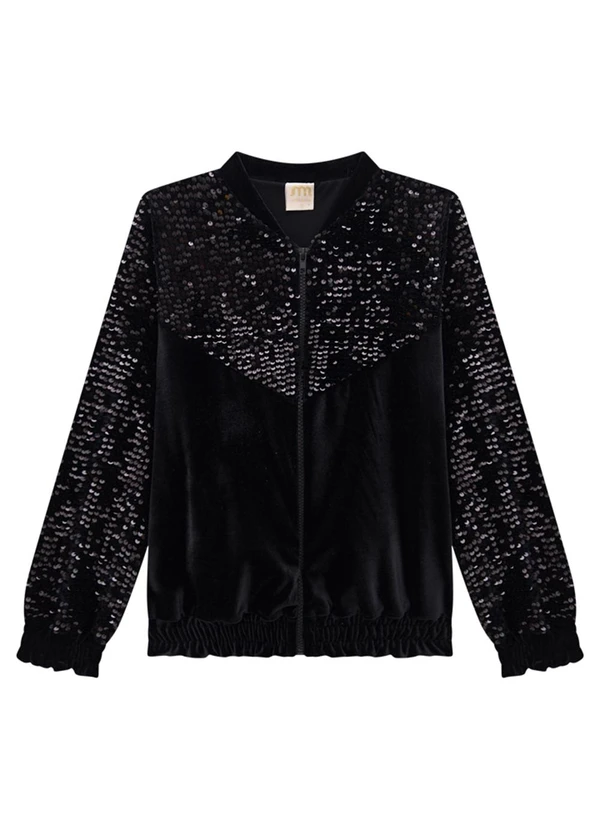 Milli e Nina - Jaqueta Infantil em Veludo Alemão e Paetê Preto 4