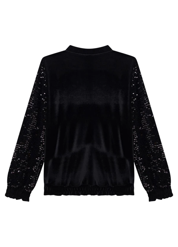 Milli e Nina - Jaqueta Infantil em Veludo Alemão e Paetê Preto 5