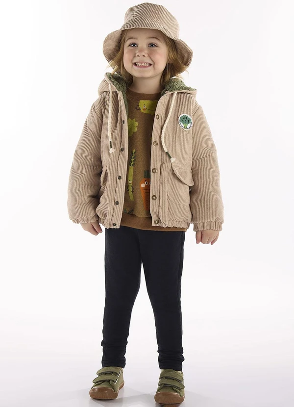 Três e Já - Jaqueta Infantil em Veludo Marrom 3