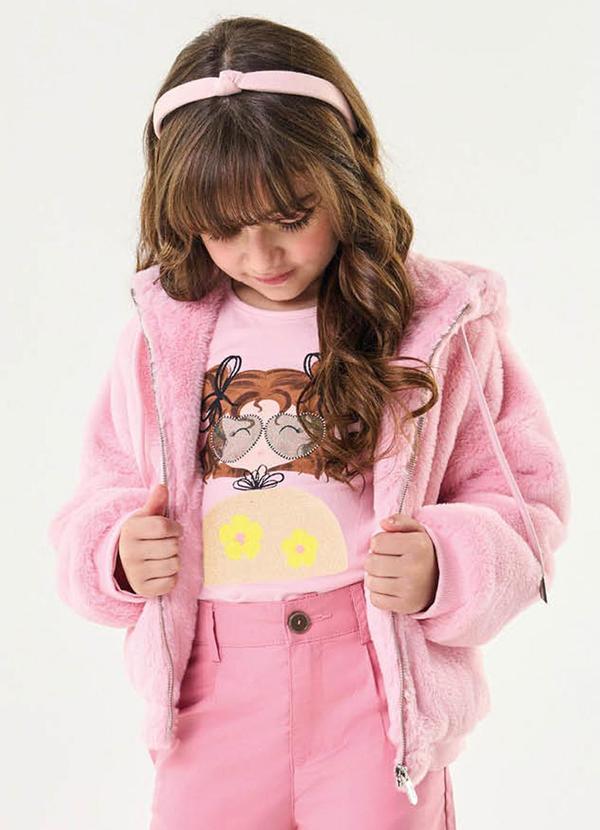 Trick Nick - Jaqueta Infantil Feminina com Capuz Rosa