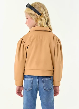 Trick Nick - Jaqueta Infantil Feminina em Suede Marrom - TRICK NICK