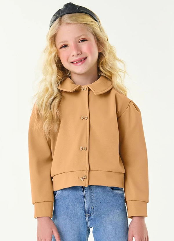 Trick Nick - Jaqueta Infantil Feminina em Suede Marrom