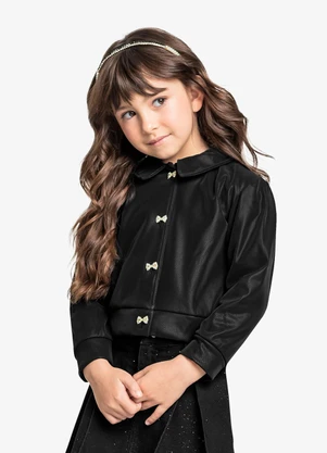 Trick Nick - Jaqueta Infantil Feminina em Suede Preto - TRICK NICK
