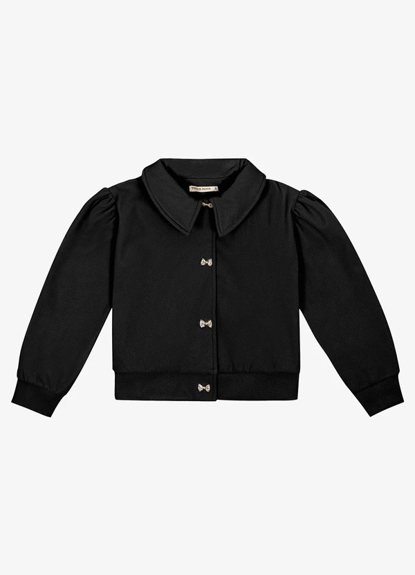 Trick Nick - Jaqueta Infantil Feminina em Suede Preto