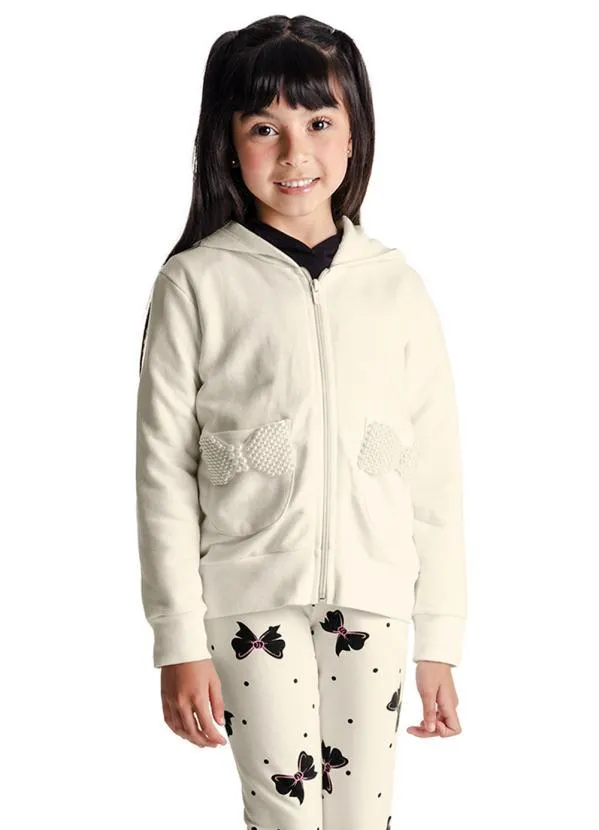Rovi Kids - Jaqueta Infantil Menina Pérolas Bege
