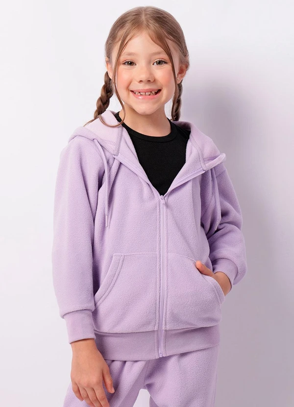 Torra - Jaqueta Infantil Fleece com Capuz Bolsos Lilás