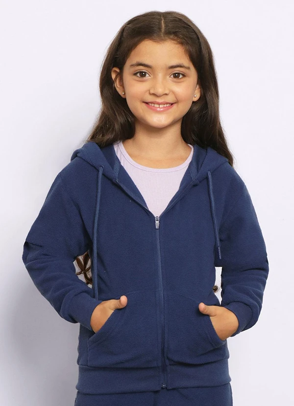 Torra - Jaqueta Infantil Fleece com Capuz Marinho