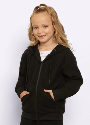 Torra - Jaqueta Infantil Fleece com Capuz Preta - TORRA
