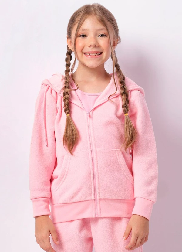 Torra - Jaqueta Infantil Fleece com Capuz Rosa
