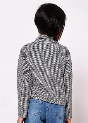 Torra - Jaqueta Infantil Jacquard Xadrez Laço Preta - TORRA