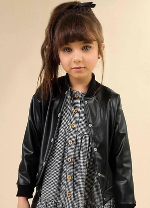 Colorittá - Jaqueta Infantil Menina Bomber Preto - COLORITTÁ