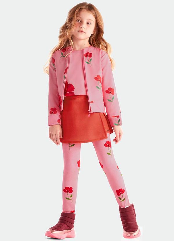 Lilica Ripilica - Jaqueta Infantil Menina com Estampa Floral Rosa 2