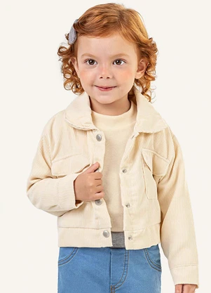 Colorittá - Jaqueta Infantil Menina Cotelê Bege - COLORITTÁ