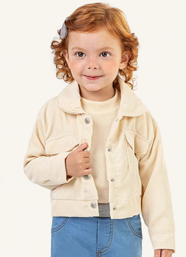 Colorittá - Jaqueta Infantil Menina Cotelê Bege